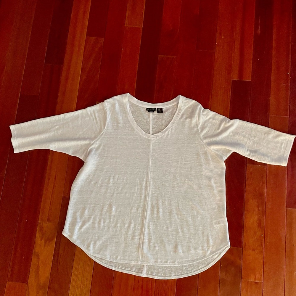 Tahari light cream 100% linen top, 1X